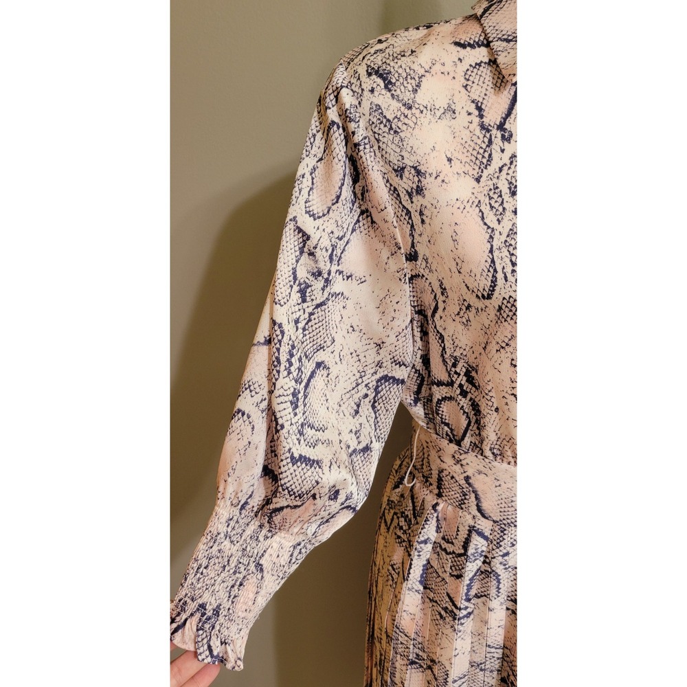 Garcia Pink & Navy Snake-Print Midi Button-Down Dress - Picture 5 of 9
